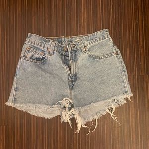 Light blue denim shorts